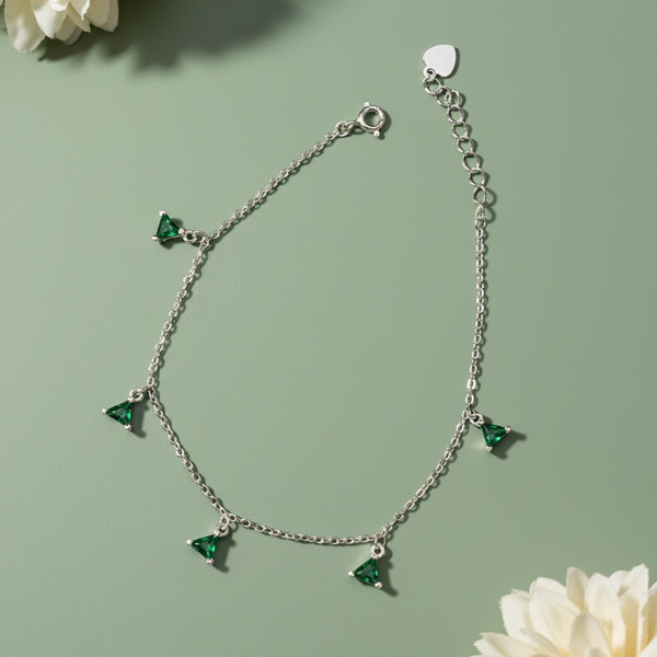 Emerald Trillion Dangle Bracelet