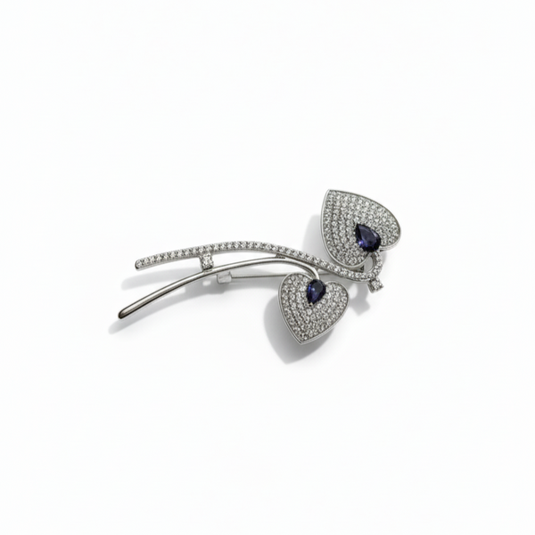 Sapphire Pavé Heart Brooch
