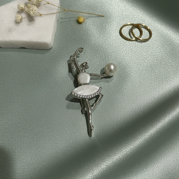 Graceful Pearl Ballerina Brooch