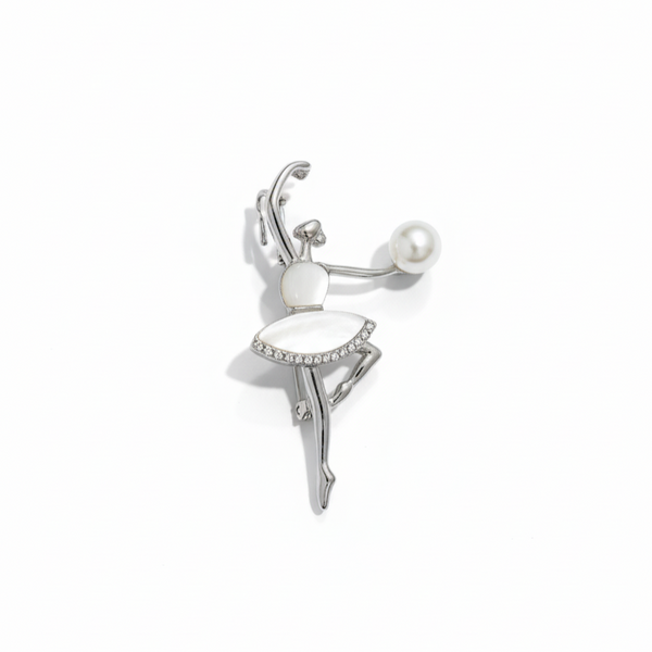 Graceful Pearl Ballerina Brooch