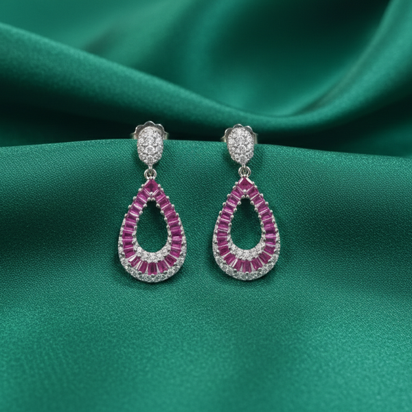 Pink Splendor Open Pear Drop Earrings