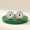 Silver Evil Eye Double Halo Studs Earrings