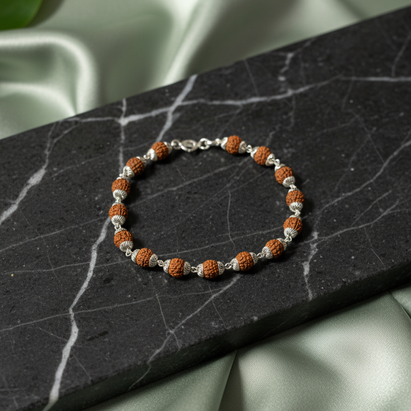 Rudraksha Essence Bracelet | Sterling Silver & Natural Rudraksha Beads