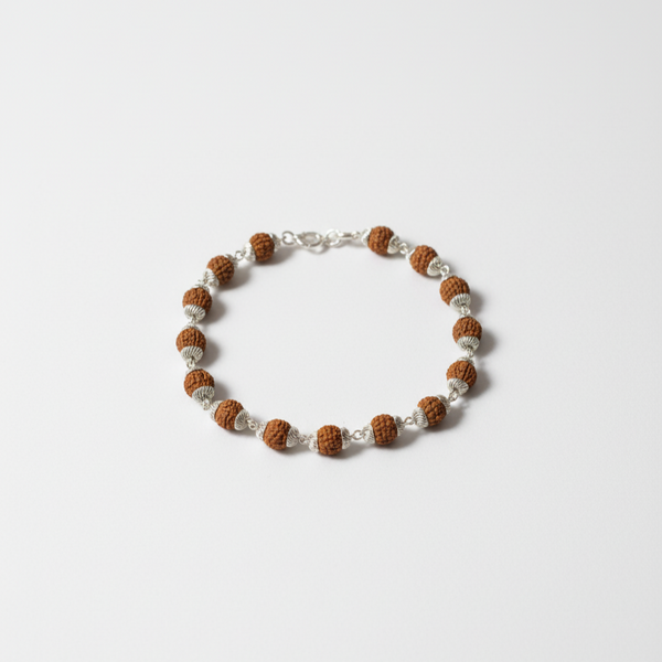 Rudraksha Essence Bracelet | Sterling Silver & Natural Rudraksha Beads