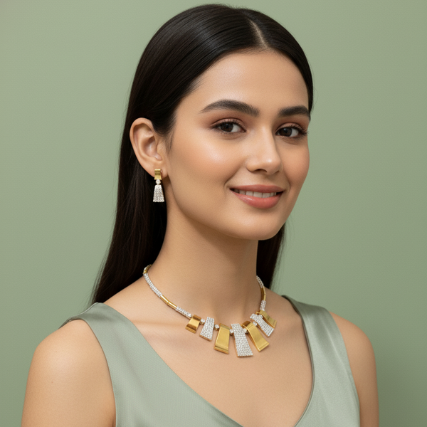 Modern Geometric Pavé Necklace Set