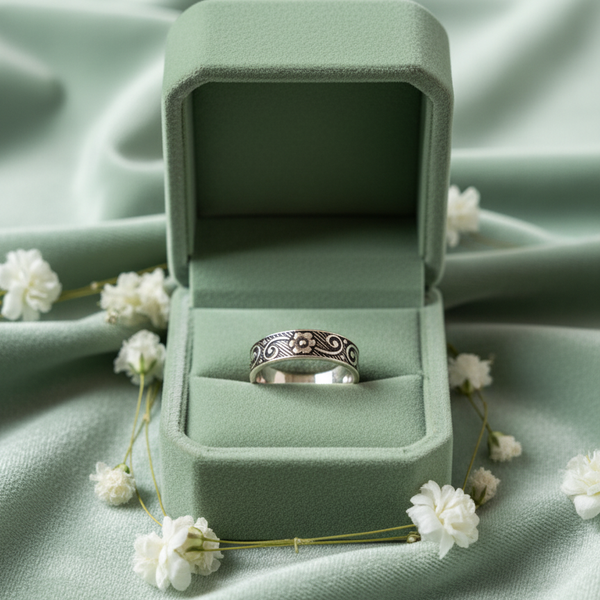 Vintage Engraved Floral Band Ring