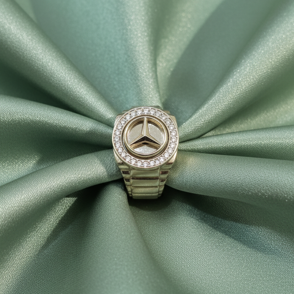 Luxury Sterling Silver Signet Ring Pave Diamonds