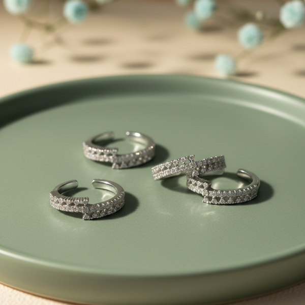 Minimalist Textured Grid Heart Adjustable Toe Ring(Set of 4)