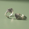 Vintage Oxidized Filigree Heart Adjustable Toe Ring (Set of 4)