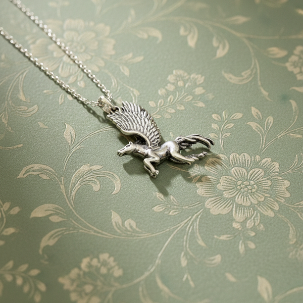 Oxidized Sterling Silver Pegasus Pendant