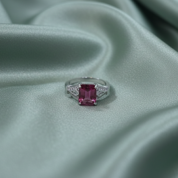Emerald-Cut Pink Topaz Art Deco Ring