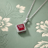 Crimson Regal Square Silver Chain Pendant