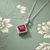 Crimson Regal Square Silver Chain Pendant
