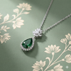 Verdant Dewdrop Silver Chain Pendant