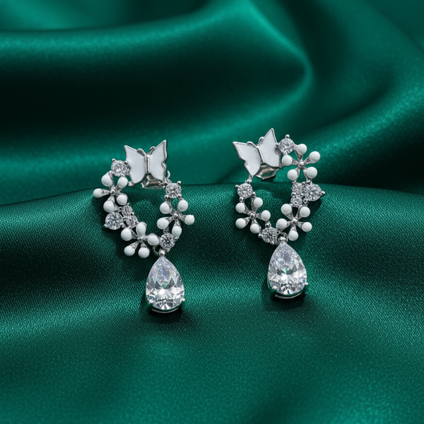 Luxury Butterfly CZ Pear Drop Earrings