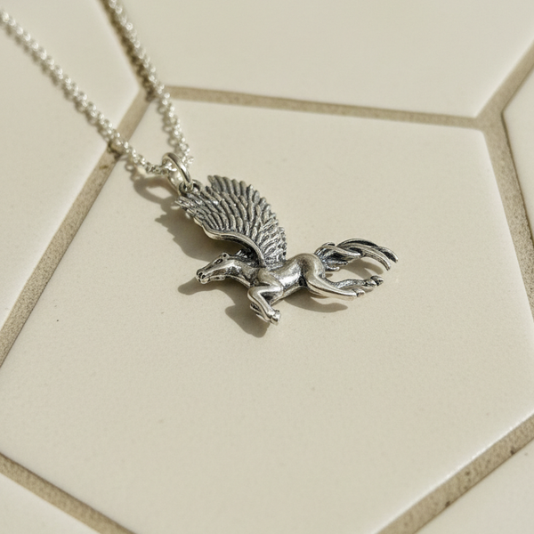 Oxidized Sterling Silver Pegasus Pendant