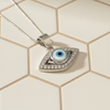 Sterling Silver Crystal Eye Chain Pendant