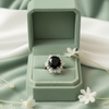 Sterling Silver Black Onyx Starburst Halo Ring
