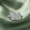 Elegant Silver Pave Butterfly Ring