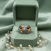Sterling Silver Owl Ring Amber Eyes
