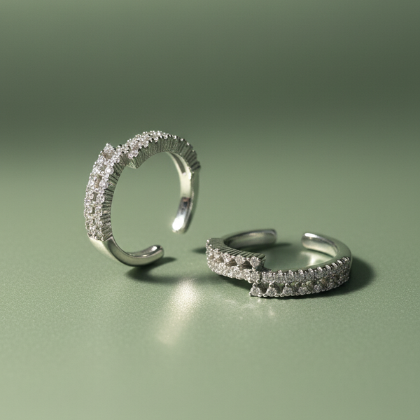 Minimalist Textured Grid Heart Adjustable Toe Ring(Set of 4)