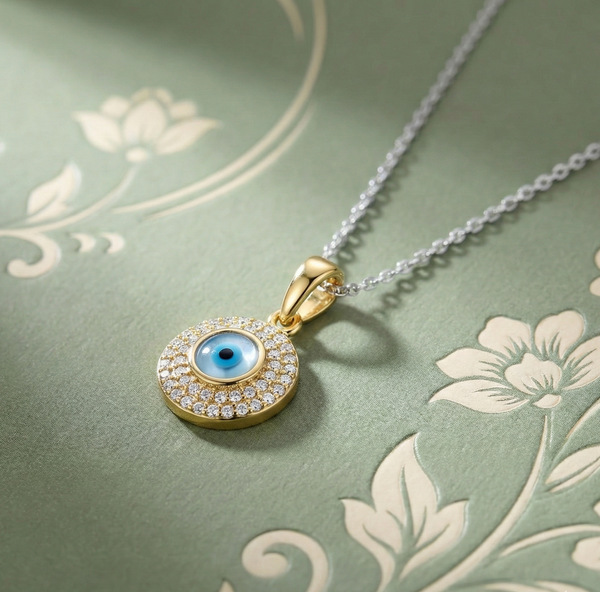 Sparkling Silver Evil Eye Chain Pendant